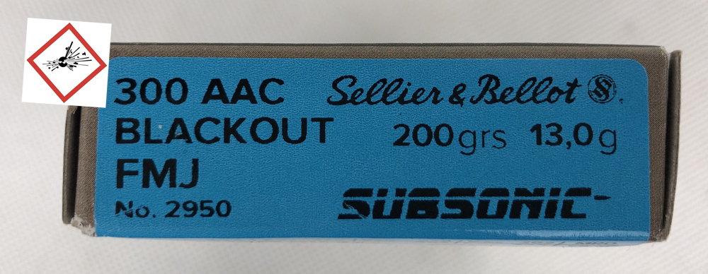 Sellier & Bellot .300 AAC Blackout Subsonic FMJ 200grs