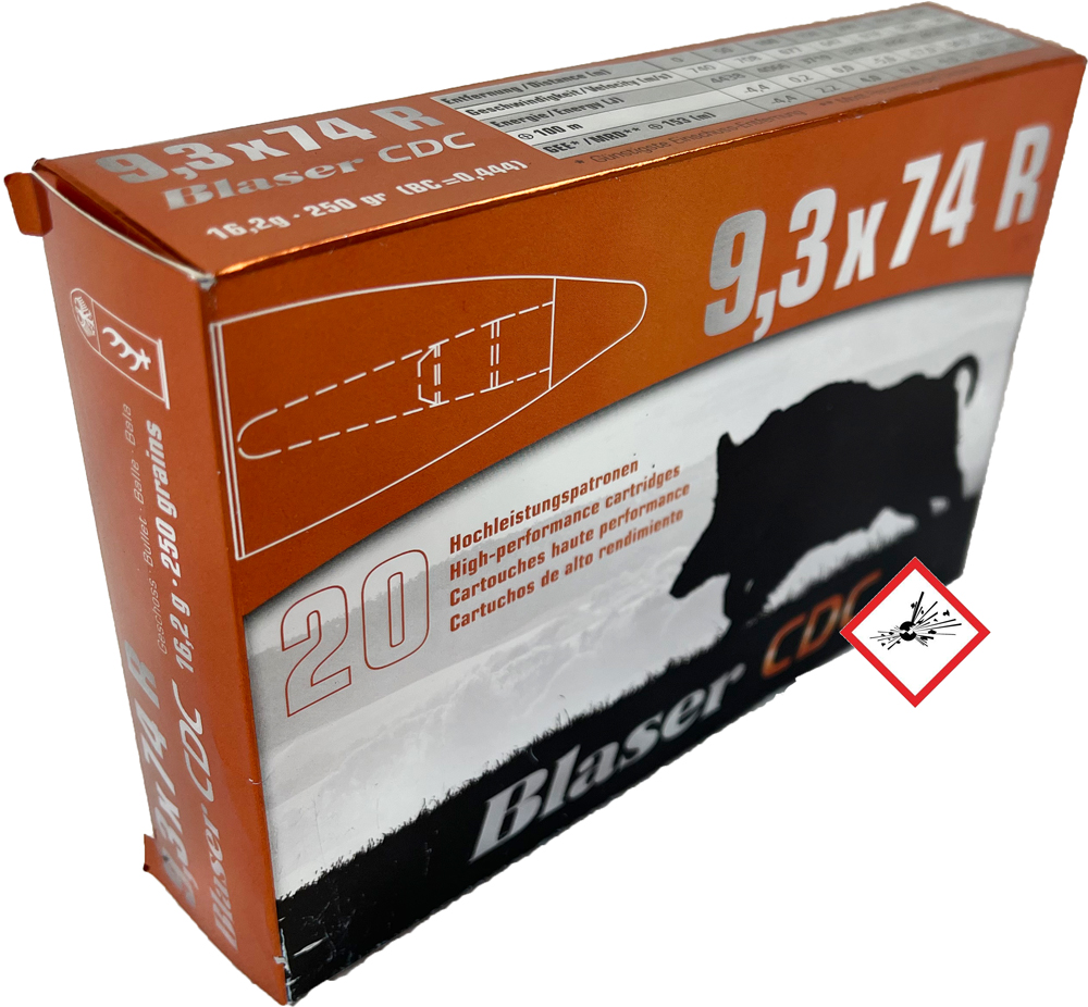 Blaser Büchsenpatrone CDC 9,3 x 74 R 250grs 203424_Blaser CDC 9,3x74 R
