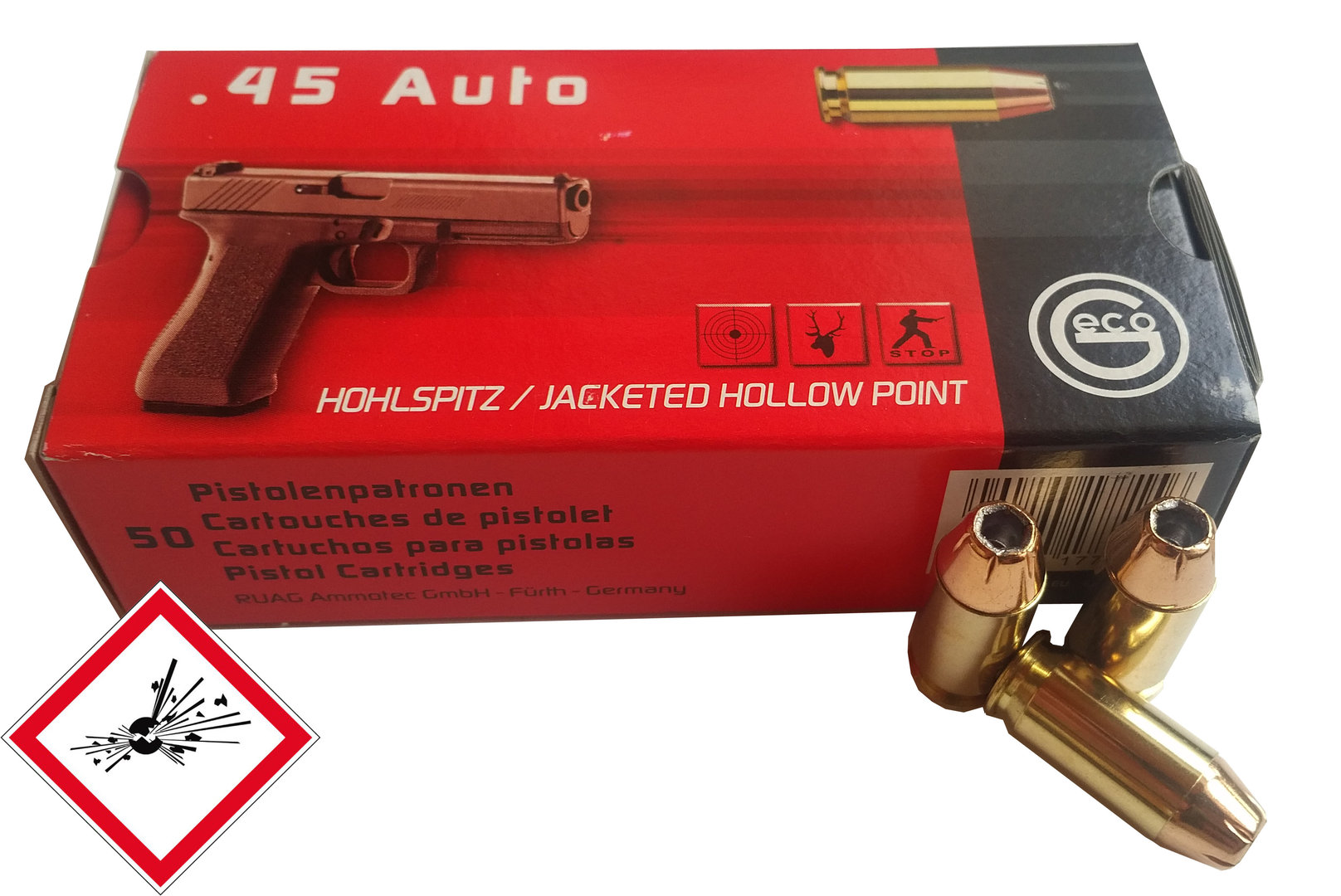 200242_GECO .45Auto JHP 230grs 200242_GECO .45Auto JHP 230grs